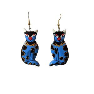 Charming Handcrafted Dangle Cat Earrings